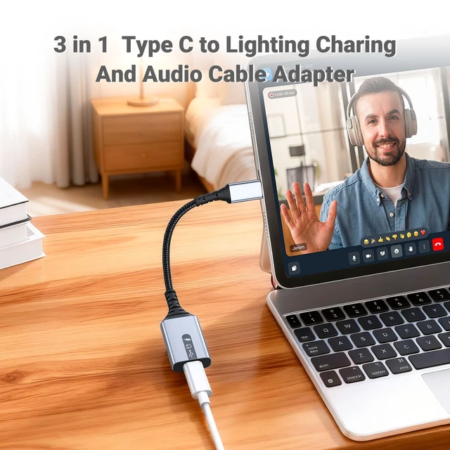 Alt view image 4 of 7 - NICE BUDDY 3 in 1 Type C to Lightning Adapter for iPhone | Charge & listenUSB-C to Lightning dongle for iPhone 15/16/17, iPad Pro, MacBook. DAC 16-bit/48kHz audio. MFi certified.