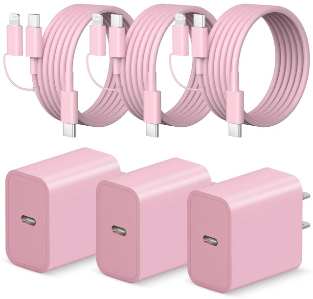 Main image of 10FT iPhone Charger Fast Charging 3+3Pack 20W USB C Charger Block | Type C Cable & Lightning Cable Extra Long Cord Compatible with iPhone 17/16/15/14/13/12/11/Pro/Pro Max/AirPods