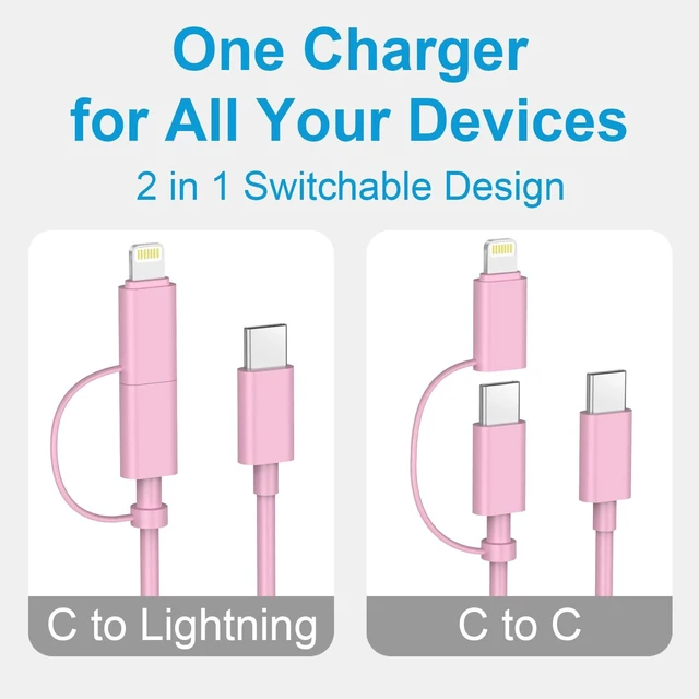 Alt view image 3 of 7 - 10FT iPhone Charger Fast Charging 3+3Pack 20W USB C Charger Block | Type C Cable & Lightning Cable Extra Long Cord Compatible with iPhone 17/16/15/14/13/12/11/Pro/Pro Max/AirPods