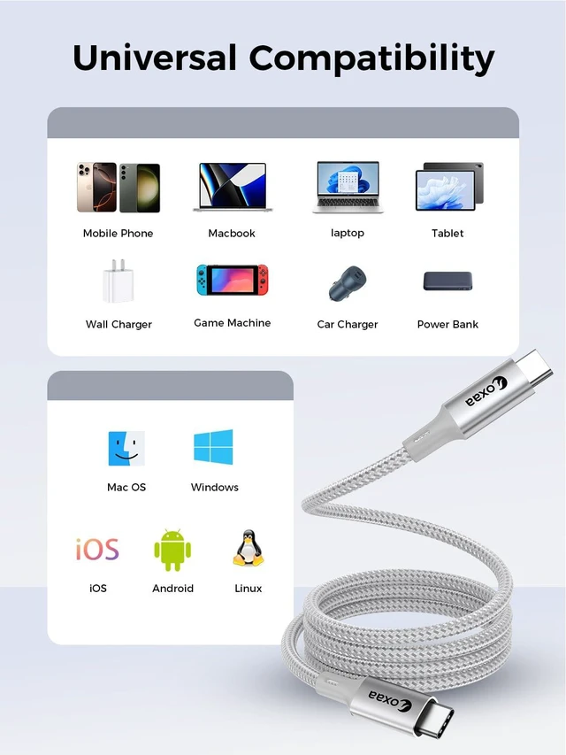 Alt view image 5 of 6 - OXAA MFi Certified USB C to Lightning Cable 2m (6.6ft), 100W PD Fast Charging Magnetic Braided Cord, Suitable for iPhone 14 13 12 11 Pro Max, Plus, SE, iPad, AirPods, 480Mbps Data Sync, Silver