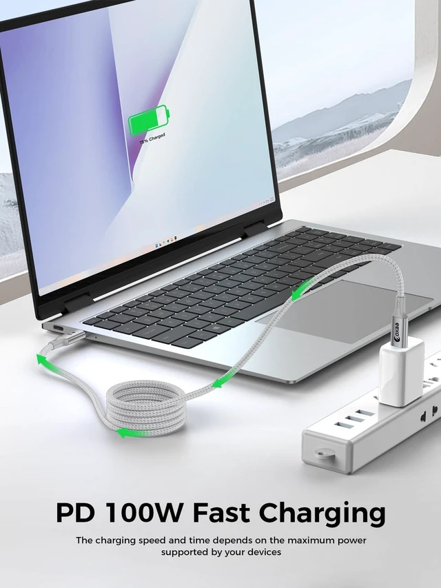 Alt view image 4 of 6 - OXAA MFi Certified USB C to Lightning Cable 2m (6.6ft), 100W PD Fast Charging Magnetic Braided Cord, Suitable for iPhone 14 13 12 11 Pro Max, Plus, SE, iPad, AirPods, 480Mbps Data Sync, Silver