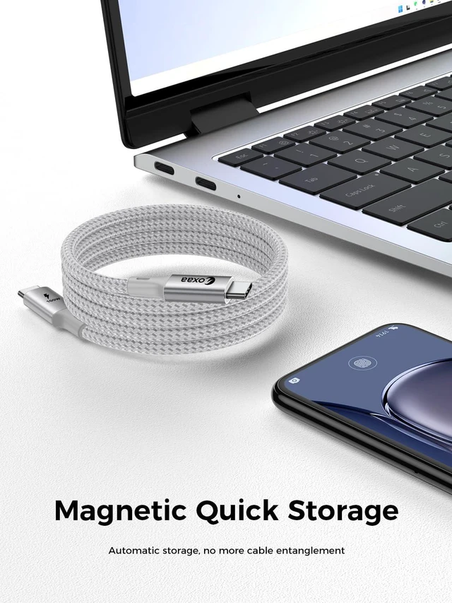 Alt view image 6 of 6 - OXAA MFi Certified USB C to Lightning Cable 2m (6.6ft), 100W PD Fast Charging Magnetic Braided Cord, Suitable for iPhone 14 13 12 11 Pro Max, Plus, SE, iPad, AirPods, 480Mbps Data Sync, Silver