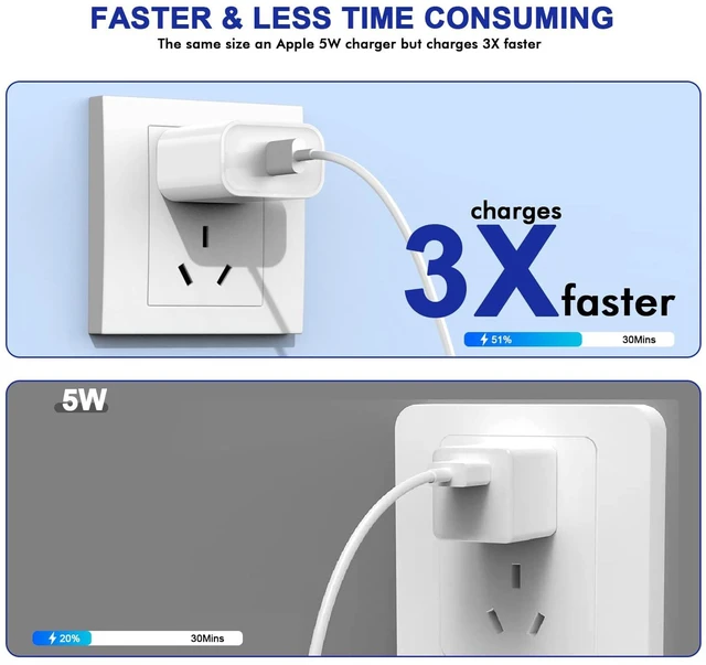 Alt view image 3 of 7 - Fast Charger iPhone3Pack Apple MFi CertifiedCharge iPhone14 Fast Charging | USB C Charger Quick Charging Adapter with Long 10ft USBC to Lightning Cable Data Syncing Cord for iPhone 14 13 12 11 X/XS/XR
