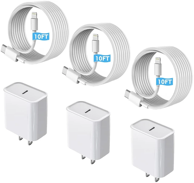 Main image of Fast Charger iPhone3Pack Apple MFi CertifiedCharge iPhone14 Fast Charging | USB C Charger Quick Charging Adapter with Long 10ft USBC to Lightning Cable Data Syncing Cord for iPhone 14 13 12 11 X/XS/XR