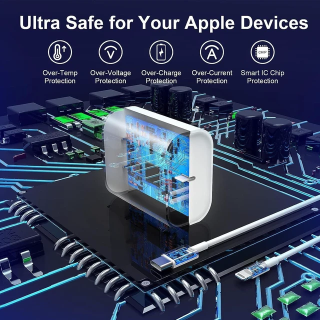 Alt view image 6 of 7 - Fast Charger iPhone3Pack Apple MFi CertifiedCharge iPhone14 Fast Charging | USB C Charger Quick Charging Adapter with Long 10ft USBC to Lightning Cable Data Syncing Cord for iPhone 14 13 12 11 X/XS/XR