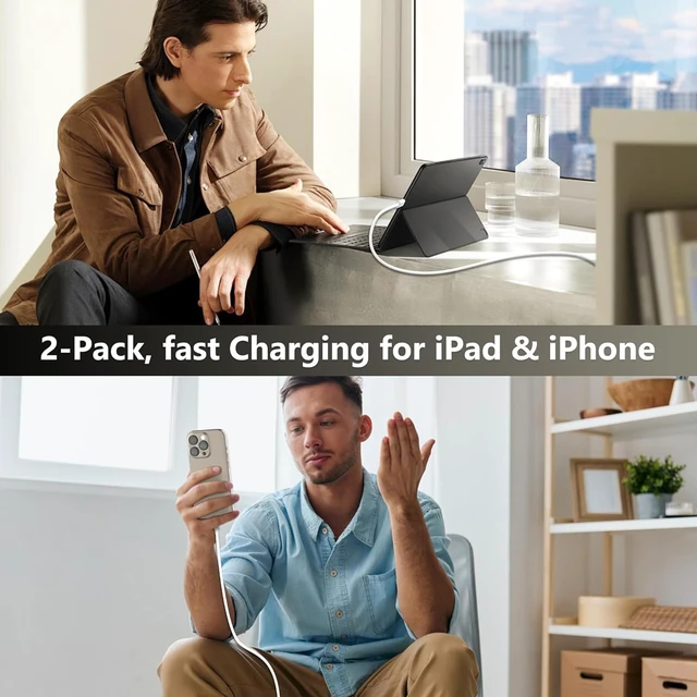 Alt view image 7 of 7 - USBC Charger for iPhone 17/16/15 Charger Fast Charging,2Pack 20W Apple Plug | 2Pack 20W Apple Fast TypeC Wall Chargers USBC Charging Cable Cord for iPhone17 Pro Max/Air/16 Pro/15Plus/iPad Pro/Air/Mini