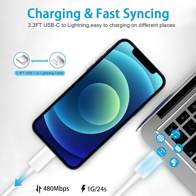 Alt view image 3 of 7 - iPhone Fast Charger,Fast Charger iPhone 2Pack 20W USBC Wall Charger Block | TypeC Power Adapter Lightning Cable Cord Fast Charging Plug Apple Chargers for iPhone 14 Pro/13/12 Pro Max/XS/XR/X/8/SE/iPad