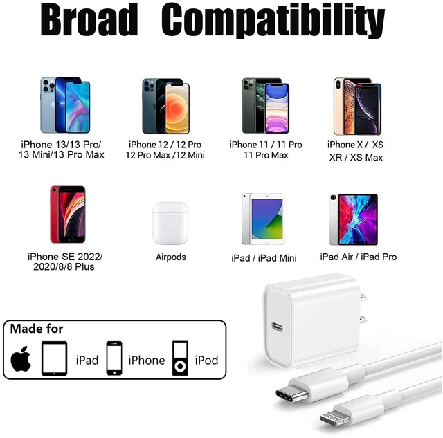 Alt view image 6 of 7 - iPhone 14 13 Charger 2Pack 20W Fast Charging Type C Block (MFI Certified) | Rapid Speed USBC Wall Charger Lightning Cable Cord Apple Chargers for iPhone 14 Pro Max 14 Plus 13 12 11 Pro SE XS XR X iPad