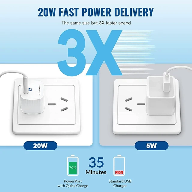 Alt view image 2 of 7 - Apple MFi Certified 2Pack iPhone 14 Charger Fast Charging,20W USBC Block | Charging Cube & 3.3FT USBC to Lightning Cable Compatible with iPhone 14/14ProMax/13Pro/13/12Mini/12ProMax/12/11ProMaxXS/XR/X