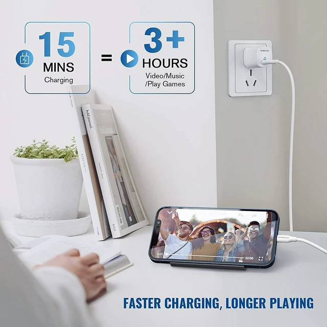 Alt view image 3 of 7 - Apple MFi Certified 2Pack iPhone 14 Charger Fast Charging,20W USBC Block | Charging Cube & 3.3FT USBC to Lightning Cable Compatible with iPhone 14/14ProMax/13Pro/13/12Mini/12ProMax/12/11ProMaxXS/XR/X
