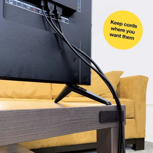 Alt view image 4 of 7 - Cable Clams by Wrap-It Storage - 3" (24-Pack) Black | Cord Organizer for Appliances Strips with Adhesive for Office Organization and to Hide TV, Desk, or PC Cord Management