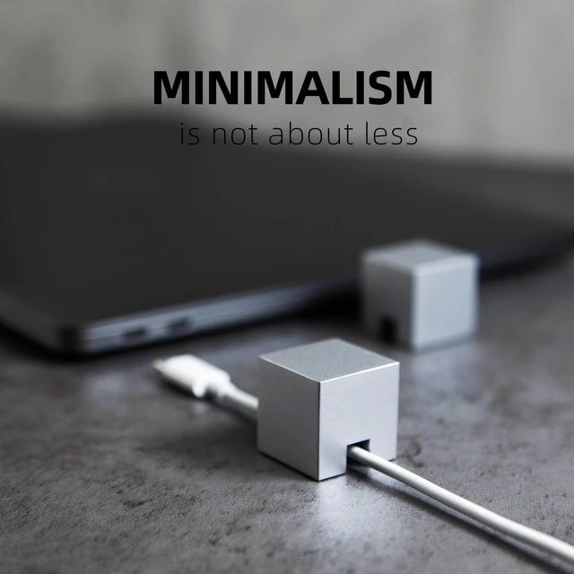Alt view image 3 of 7 - (2 PCS - Black) Metal Cord Holder, Weighted Cable Organizer or Management, Heavy Wire Keeper for Nightstand, Bedside Table, Desk - N2U Cube Cords Strap for Phone USB-C, Lightning Charger Cables