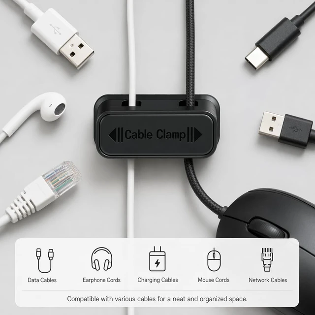 Alt view image 5 of 7 - DC 5-in-1 Under Desk Cable Management Kit - Cord Organizer | ABS plastic tray, 10 adhesive clips, 3 magnet holders, 20 reusable ties, 6.6 ft sleeve - wire hider for home or office