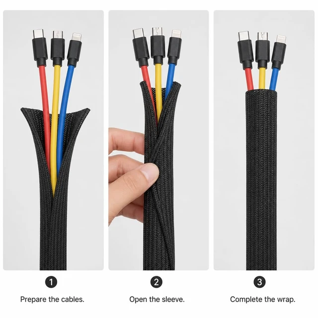 Alt view image 4 of 7 - DC 5-in-1 Under Desk Cable Management Kit - Cord Organizer | ABS plastic tray, 10 adhesive clips, 3 magnet holders, 20 reusable ties, 6.6 ft sleeve - wire hider for home or office