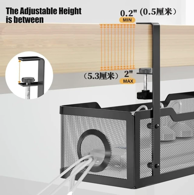 Alt view image 3 of 4 - CableNest Under Desk Cable Management Tray with Clamp No Drill Wire Organizer for Office & Home, Cord Management Box No Damage to Desk