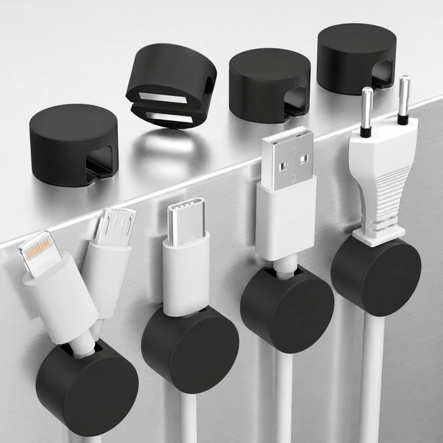 Main image of Maveek Magnetic Cord Organizer, 8 Pcs Cable Holders for Large Cords, Black | Organize USB Wires, Laptop Chargers, Dashcam, Car Phone Lines, Kitchen Appliance Plugs, Home & Workspace Wire Organizers