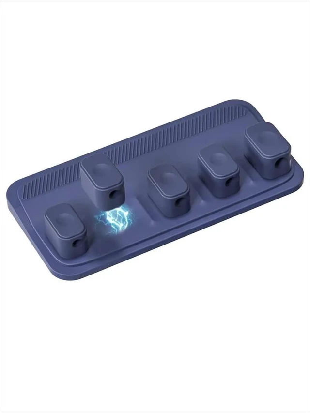 Alt view image 3 of 7 - Magnetic Cable Organizer (Minimalist) | Premium Silicone Desktop Cord Management Set | Versatile Magnetic Clips for Home, Office & Workspace | Strong Adhesion, Tidy Desk Solution (Blue)