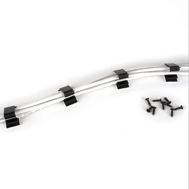 Alt view image 4 of 7 - Cable Clips Black with 3M Adhesive, Multipurpose Small Wire Clamps for Cable Management and Cable Runs - 50 Pack Black Bundled with 10 Reusable Cable Ties, Screws Included for Permanent Mounting