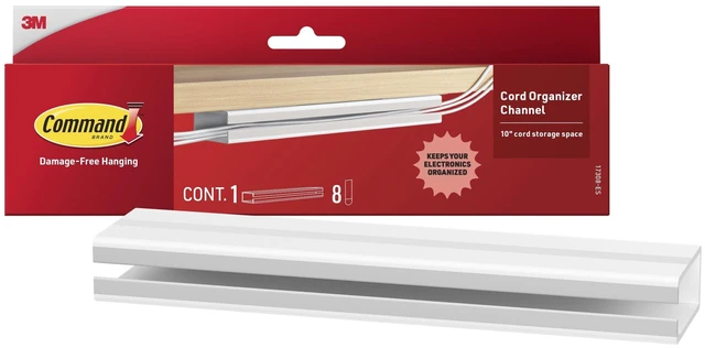 Main image of Command Cord Organizer Channel, 1 Channel, 8 Large Strips | Command Cable Management For Under Desk Or Wall Mounting, Keeps Electronic Cords Organized And Out Of Sight