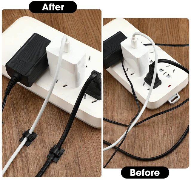 Alt view image 5 of 6 - EBOOT 500 Pieces Adhesive Cable Clips Wire Clips Cable Wire Management Wire Cable Holder Clamps Cable Tie Holder for Car, Office and Home