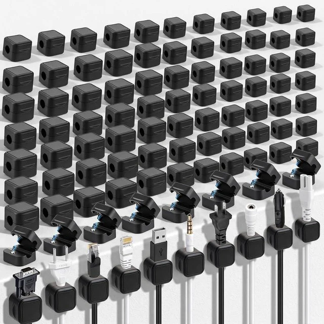 Main image of 80 Pack Magnetic Cable Clips Cord Organizer Adhesive Wire Management | Home Nightstand Office Desk Accessories,Strong Adheive Wire Holder Keeper,for Office, Home, Desk, Nightstand,Car Organization