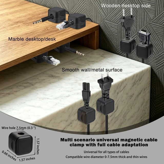 Alt view image 2 of 4 - 80 Pack Magnetic Cable Clips Cord Organizer Adhesive Wire Management | Home Nightstand Office Desk Accessories,Strong Adheive Wire Holder Keeper,for Office, Home, Desk, Nightstand,Car Organization