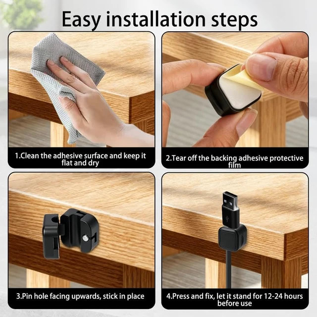 Alt view image 4 of 4 - 80 Pack Magnetic Cable Clips Cord Organizer Adhesive Wire Management | Home Nightstand Office Desk Accessories,Strong Adheive Wire Holder Keeper,for Office, Home, Desk, Nightstand,Car Organization