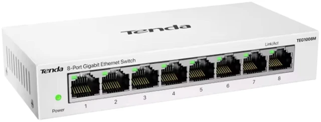 Main image of 8 Port Gigabit Ethernet Switch, Unmanaged Network Switch Plug & Play | Shielded Ports with LED, Fanless Silent, Metal Case, Traffic Optimization, IGMP Snooping & QoS, Desktop/Wall-Mount (TEG1008M)