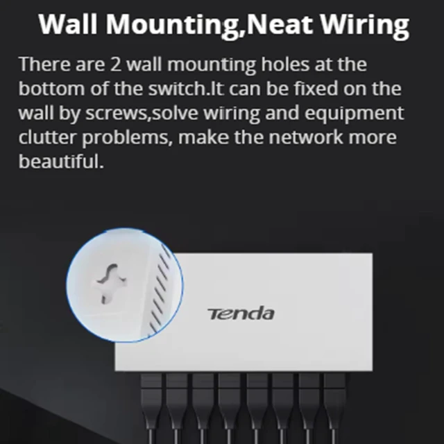 Alt view image 4 of 7 - 8 Port Gigabit Ethernet Switch, Unmanaged Network Switch Plug & Play | Shielded Ports with LED, Fanless Silent, Metal Case, Traffic Optimization, IGMP Snooping & QoS, Desktop/Wall-Mount (TEG1008M)
