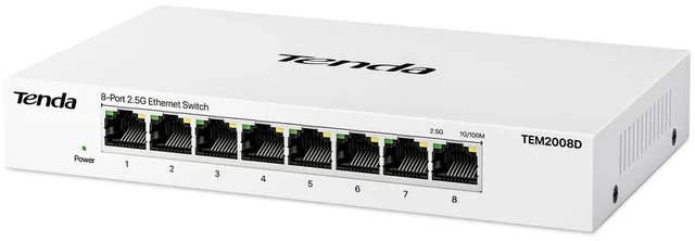 Main image of Tenda Ethernet Switch 2.5Gb, 8-Port 2.5Gb Switch, Metal Case Plug & Play | Unmanaged Multi-Gigabit 2.5G Network Switch | Desktop/Wall Mount Ethernet Splitter | Shielded Ports with LED | Fanless Quiet