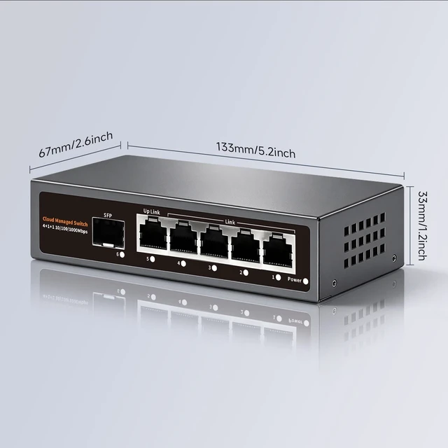 Alt view image 7 of 7 - 6 Ports Full Gigabit Smart Managed Ethernet Switch , Web or App Managed Ethernet Splitter, VLAN/QoS/IGMP/LAG/TELNET/CLI Supported, Home Office Network Hub, Desktop or Wall Mount Fanless