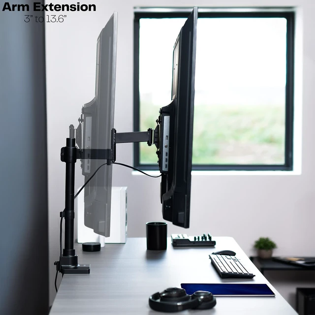 Alt view image 6 of 7 - VIVO Ultra Wide Monitor and TV Desk Mount for up to 55 inch Screens, Single Television Stand with Articulating Arm, Holds up to 44 lbs, Max VESA 400x400mm, Black, STAND-V155D