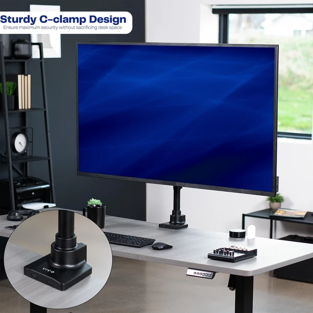 Alt view image 7 of 7 - VIVO Ultra Wide Monitor and TV Desk Mount for up to 55 inch Screens, Single Television Stand with Articulating Arm, Holds up to 44 lbs, Max VESA 400x400mm, Black, STAND-V155D