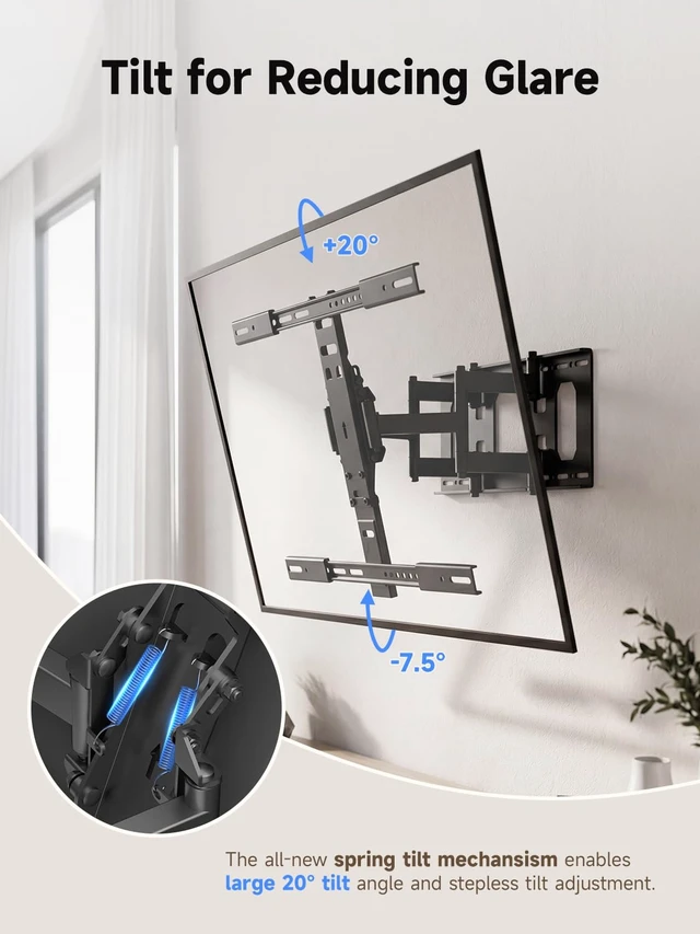 Alt view image 3 of 7 - Reinforced Ultra Slim TV Wall Mount 1.38" Low Profile for 43-92" TVs | Heavy Duty Full Motion TV Mount Wall Bracket with Dual Arms, Swivel, Tilt, Fits 16" Studs, Max VESA 600x400mm, Holds 150lbs