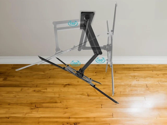 Alt view image 4 of 6 - Monoprice Full Motion Single-Stud TV Wall Mount Bracket For 23" To 60" TVs up to 77lbs, Max VESA 400x400, Works with Concrete, Brick, and Wooden Studs