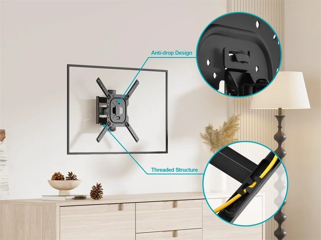 Alt view image 5 of 6 - Monoprice Full Motion Single-Stud TV Wall Mount Bracket For 23" To 60" TVs up to 77lbs, Max VESA 400x400, Works with Concrete, Brick, and Wooden Studs