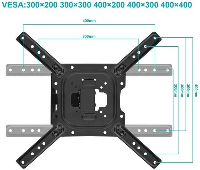 Alt view image 2 of 6 - Monoprice Full Motion Single-Stud TV Wall Mount Bracket For 23" To 60" TVs up to 77lbs, Max VESA 400x400, Works with Concrete, Brick, and Wooden Studs