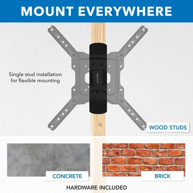 Alt view image 7 of 7 - Mount-It! UL Certified Full Motion TV Wall Mount for Most 32-55 Inch Flat Screen TVs, Articulating TV Bracket Max VESA 400x400, Holds up to 308 lbs, Swivel and Tilt Bracket for 32, 42, 55 inch