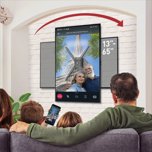 Main image of Barkan Landscape-Portrait Rotation 13-65 inch TV Wall Mount, Flat/Curved Screen Bracket, Holds up to 80lbs, Auto Lock Patented, Fits LED OLED LCD, Vertical and Horizontal