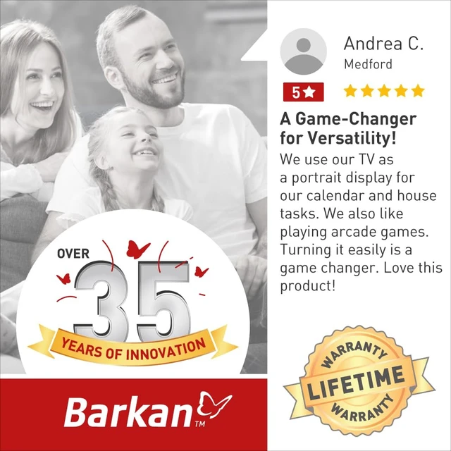 Alt view image 5 of 7 - Barkan Landscape-Portrait Rotation 13-65 inch TV Wall Mount, Flat/Curved Screen Bracket, Holds up to 80lbs, Auto Lock Patented, Fits LED OLED LCD, Vertical and Horizontal