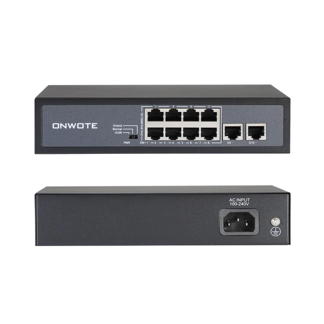 Main image of ONWOTE 8 Ports 120W Ethernet PoE Switch, 8X 10/100M PoE Ports | 2x Uplink Gigabit 1000M RJ45 Ports, Add-on Unmanaged Network Ethernet Injector to NVR PoE Security Camera System