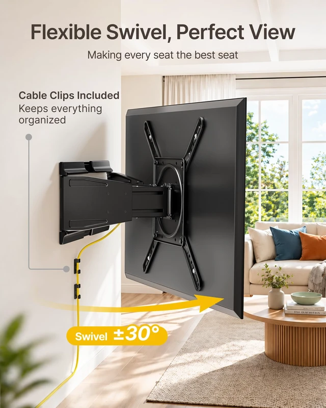 Alt view image 6 of 7 - monTEK 1.3" Ultra Slim Full Motion TV Wall Mount for 23-75 Inch TVs | Low Profile Dual Arm Bracket, VESA 75x75-400x400mm, 99 lb Capacity, 16"/18" Studs, 4X Tested, Cable Management