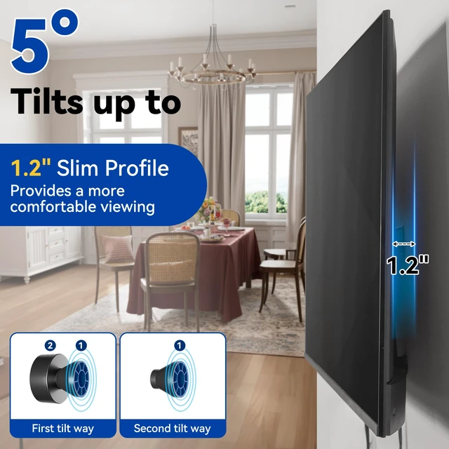 Alt view image 7 of 7 - No Stud TV Wall Mount, 32-70 Inch TVs, No Drill, Holds Up to 130 lbs | Auto-Locking TV Bracket, 2X Wider for Stability, Studless Drywall Mount, Easy Nail Install, 1.2" Low Profile, With Hardware
