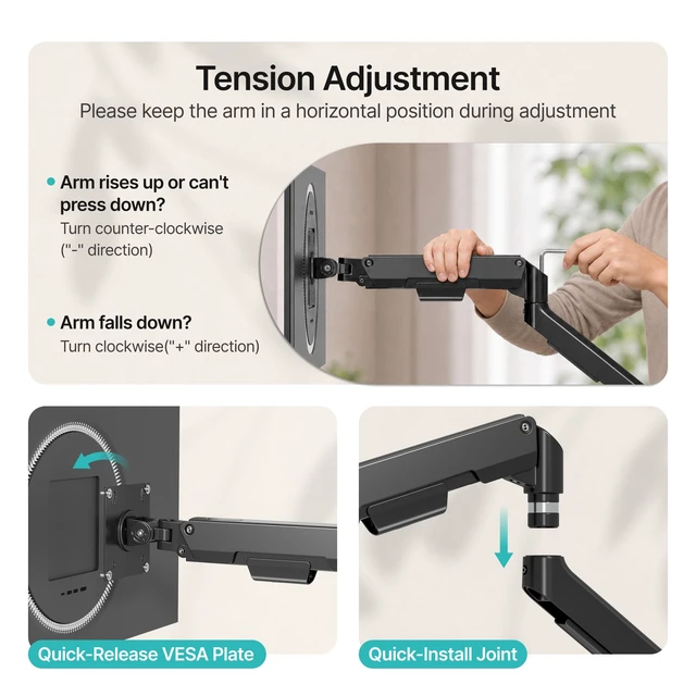 Alt view image 6 of 7 - Dual Monitor Wall Mount for 17-32"Computer Screens,Up to 19.8 lbs | Height Adjustable Mechanical Spring Monitor Arm,Full Motion Wall Bracket,75x75/100x100 VESA Wall Mount for Home Office Gaming