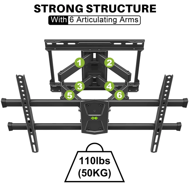 Alt view image 6 of 6 - USX MOUNT Full Motion TV Wall Mount for 42-82 Inch TVs up to 120lbs, Wall Mount TV Bracket with Articulating Swivel Tilt Extension Leveling, Max VESA 600x400mm Fits 12/16" Wood Stud