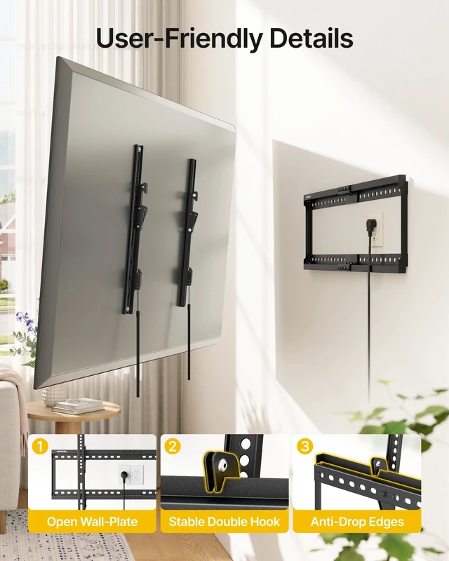 Alt view image 7 of 7 - monTEK Tilting Low Profile TV Wall Mount for 37"-86" TVs, Max 165lbs | Heavy Duty TV Bracket Anti-Glare Mount for Flat Curved Screen, Fits 16"/18"/24" Studs, VESA 600x400