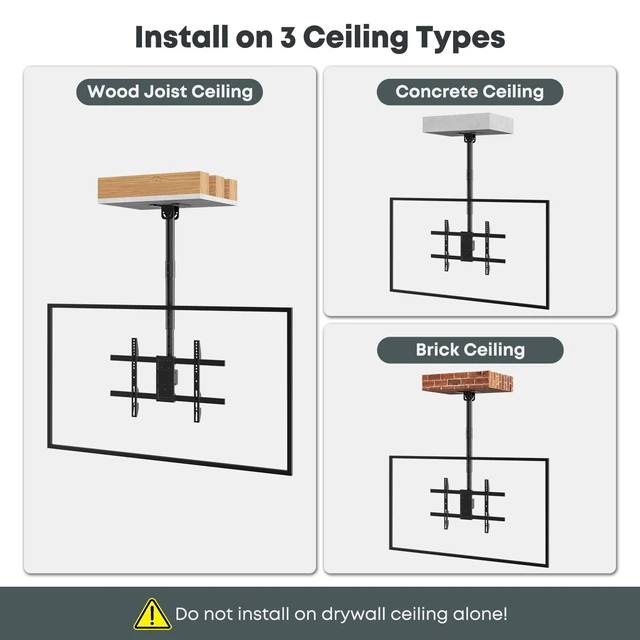 Alt view image 6 of 7 - Ceiling TV Mount for 43-86 Screens, Heavy Duty Full Motion TV Bracket | Tilt & 360° Swivel, Height Adjustable, Fits Most LCD LED OLED 4K TVs, Supports up to 132lbs, Max VESA 600x400mm,Black