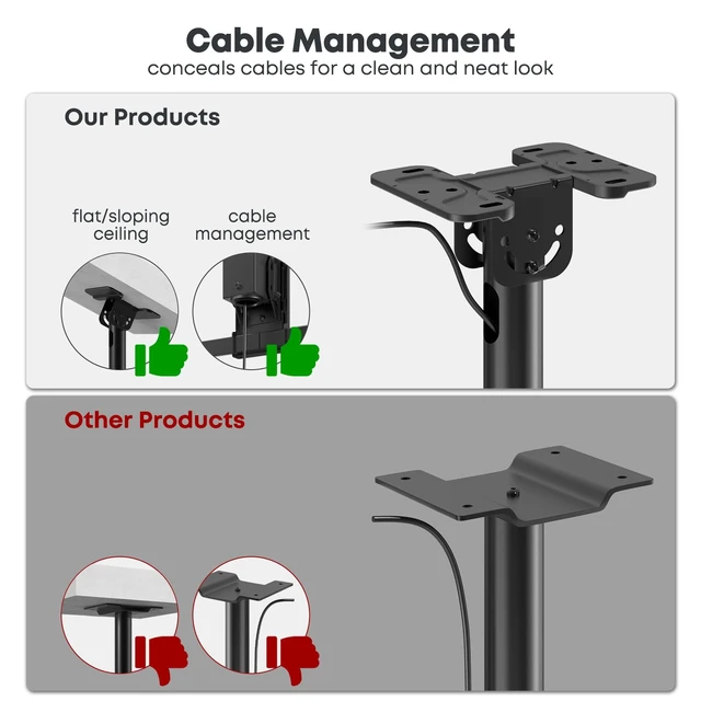 Alt view image 7 of 7 - Ceiling TV Mount for 43-86 Screens, Heavy Duty Full Motion TV Bracket | Tilt & 360° Swivel, Height Adjustable, Fits Most LCD LED OLED 4K TVs, Supports up to 132lbs, Max VESA 600x400mm,Black