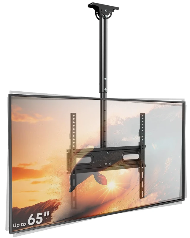 Main image of Ceiling TV Mount for 2665-Inch TVs, Adjustable Full-Motion Bracket | Heavy Duty, Height Adjustment Pole Ceiling Mount Supports up to 99lbs, Max VESA 400x400mm, Black