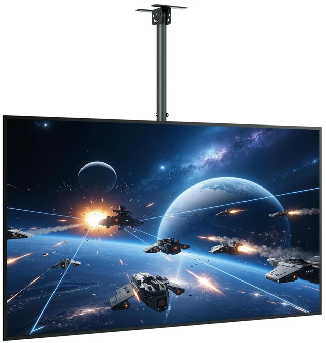 Main image of monTEK Ceiling TV Mount Bracket for 23-55 inch Screens Holds up to 77lbs | 360° Swivel, -25° Tilt, ±3° Level, 21-30.9" Height Adjustment, Max VESA 400x400mm, Fit Sloped, for Home Gym Attic Shop